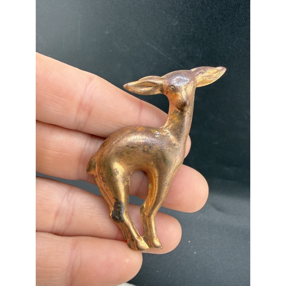Vintage Deer Brooch Lot of 2 Gold Tone - Picture 5 of 8